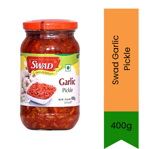 Swad Garlic Pickle (Lahsun Ka Achar) | 400g - Bold Spicy Garlic Flavor for Rice, Roti & Everyday Meals, Traditional Homemade Taste | South Africa | India Bazaar
