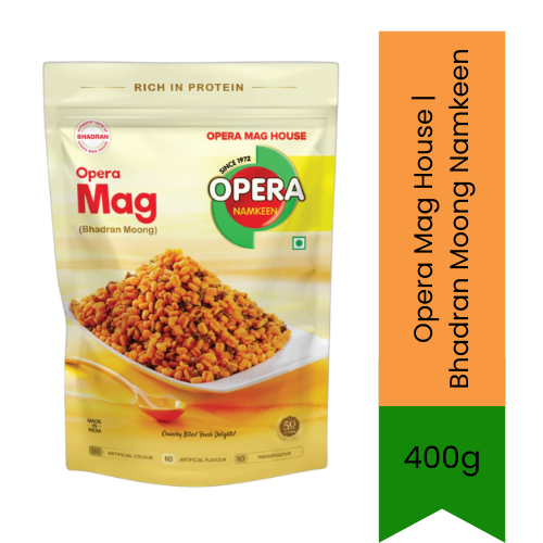 Opera Mag House Bhadran Moong Namkeen (Crispy Fried Whole Green Gram) | 400g - Crunchy Salted & Spiced Gujarati Farsan, High-Protein Tea-Time Snack | South Africa | India Bazaar