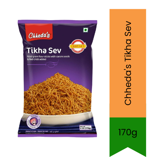 Chheda's Tikha Sev | 170g - Spicy Crunchy Namkeen Snack for Tea Time, Chaat Toppings & Everyday Munching | South Africa | India Bazaar