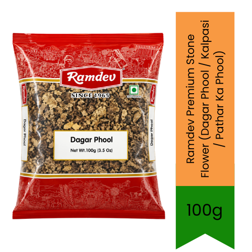 Ramdev Premium Stone Flower (Dagar Phool / Kalpasi / Pathar Ka Phool) | 100g - Rare Exotic Lichen Spice for Authentic Maharashtrian Kala Masala, Biryanis & Non-Veg Curries | Adds Deep Earthy Aroma & Flavour | South Africa | India Bazaar