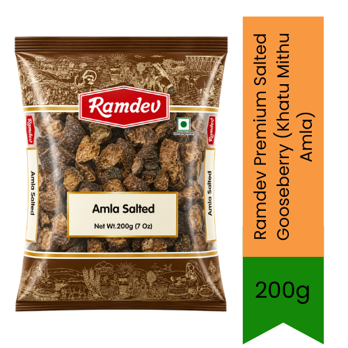 Ramdev Premium Salted Gooseberry (Khatu Mithu Amla) | 200g - Crunchy Tangy Dried Amla Mouth Freshener Mukhwas | Rich Vitamin C Nutrient Digestion Booster Snack | South Africa | India Bazaar