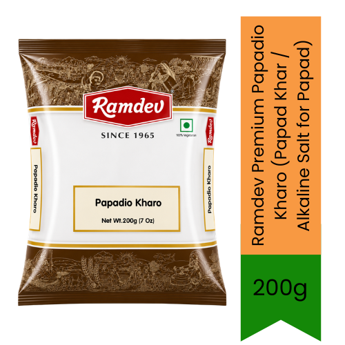 Ramdev Premium Papadio Kharo (Papad Khar / Alkaline Salt for Papad) - Essential Traditional Dough Conditioner & Leavening Agent for Crisp Fluffy Homemade Papads, Mathiya & Namkeen Snacks | Improves Dough Texture | South Africa | India Bazaar