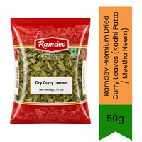 Ramdev Premium Dried Curry Leaves (Kadhi Patta / Meetha Neem) - Aromatic Dehydrated Culinary Leaves Perfect for Tempering Tadka, South Indian Sambar, Rasam, Dals & Curries | Infuses Authentic Herbal Citrus Aroma | South Africa | India Bazaar