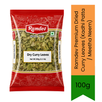 Ramdev Premium Dried Curry Leaves (Kadhi Patta / Meetha Neem) - Aromatic Dehydrated Culinary Leaves Perfect for Tempering Tadka, South Indian Sambar, Rasam, Dals & Curries | Infuses Authentic Herbal Citrus Aroma | South Africa | India Bazaar