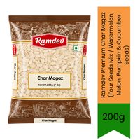 Ramdev Premium Char Magaz (Four Seeds Mix / Watermelon, Melon, Pumpkin & Cucumber Seeds) - Nutrient-Rich Edible Seeds Blend for Rich Creamy Mughlai Gravies, Sweets, Thandai & Health Drinks | Boosts Immunity & Energy | South Africa | India Bazaar