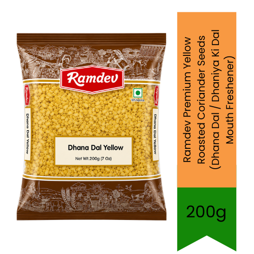 Ramdev Premium Yellow Roasted Coriander Seeds (Dhana Dal / Dhaniya Ki Dal Mouth Freshener) - Crisp Salted Roasted Coriander Seeds Mukhwas | Refreshing After-Meal Digestive Snack with Nutty Salty Flavour | South Africa | India Bazaar