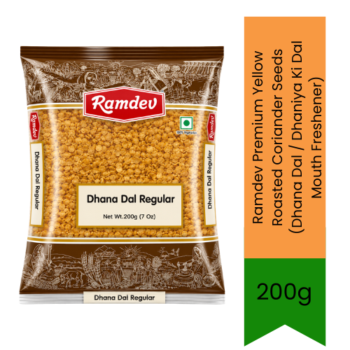 Ramdev Premium Regular Roasted Coriander Seeds (Dhana Dal / Dhaniya Ki Dal Mouth Freshener) - Crisp Traditional Roasted Coriander Seeds Mukhwas | Natural After-Meal Digestive Snack with Crunchy Nutty Flavour | South Africa | India Bazaar