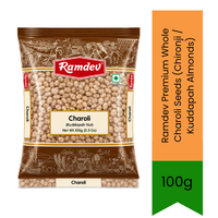 Ramdev Premium Whole Charoli Seeds (Chironji / Kuddapah Almonds) | 100g - Nutrient-Rich Edible Seeds with Delicate Nutty Flavor Perfect for Authentic Indian Sweets, Kheer, Halwa, Shrikhand & Mughlai Gravies | South Africa | India Bazaar