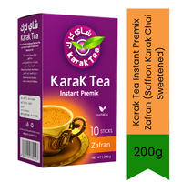 Karak Tea Instant Premix Zafran (Saffron Karak Chai Sweetened) | Box Pack - Premium 3-in-1 Royal Saffron Milk Tea Powder, Instant Aromatic Warming Drink | South Africa | India Bazaar