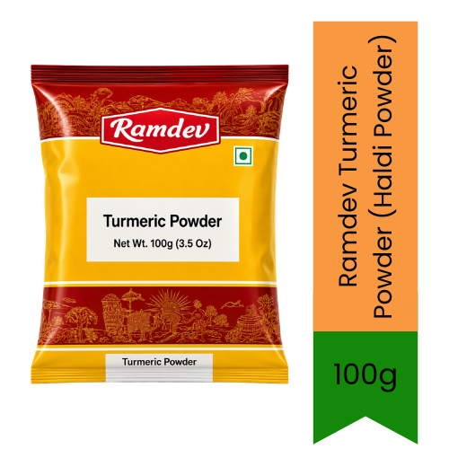 Ramdev Turmeric Powder (Haldi Powder) | 100g- Pure Vibrant Indian Spice for Golden Milk & Curries, Immune-Boosting Fresh Nutrients | South Africa | India Bazaar