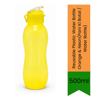 Reusable Plastic Water Bottle Orange & Neon (Pani Ki Botal / Water Bottle) | 500ml - Durable Leak-Proof Portable Drink Bottle for Gym, School, Sports & Travel | BPA-Free Vibrant Hydration Bottle | South Africa | India Bazaar