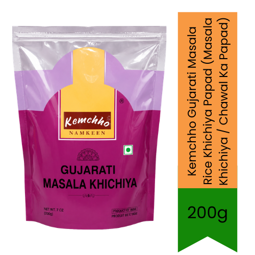 Kemchho Gujarati Masala Rice Khichiya Papad (Masala Khichiya / Chawal Ka Papad) | 200g - Authentic Traditional Spiced Rice Flour Snack with Indian Spices | Crisp & Crunchy Meal Side Dish & Teatime Snack | South Africa | India Bazaar