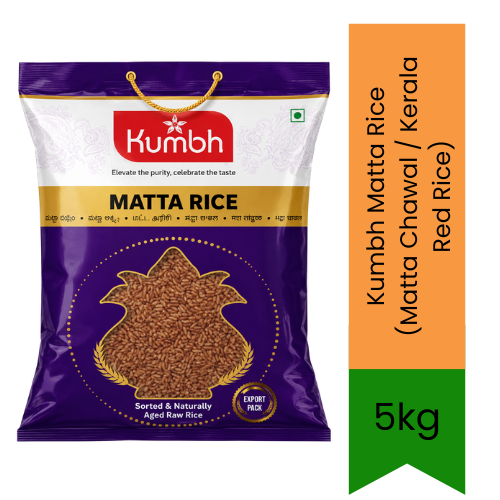 Kumbh Matta Rice (Matta Chawal / Kerala Red Rice) | 5kg - Premium Nutrient-Rich Parboiled Red Thick Grain Rice for Authentic South Indian Meals, Idli & Dosa Batter | Fiber-Rich & Healthy | South Africa | India Bazaar