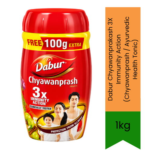 Dabur Chyawanprakash 3X Immunity Action (Chyawanprash / Ayurvedic Health Tonic) | 1kg - Daily Herbal Health Supplement Paste for Enhanced Stamina, Overall Vitality & Strong Immune System Support | South Africa | India Bazaar