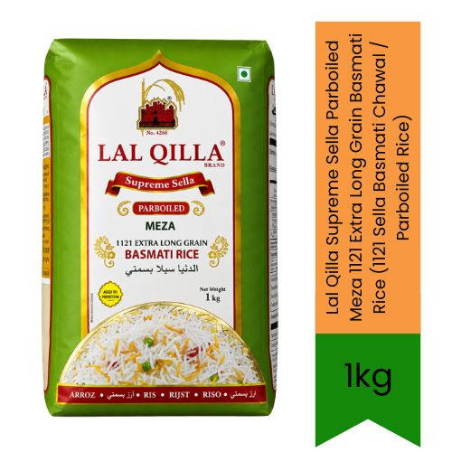 Lal Qilla Supreme Sella Parboiled Meza 1121 Extra Long Grain Basmati Rice (1121 Sella Basmati Chawal / Parboiled Rice) - Premium Aged Long Aromatic Non-Sticky Grains for Fluffy Royal Biryani | South Africa | India Bazaar