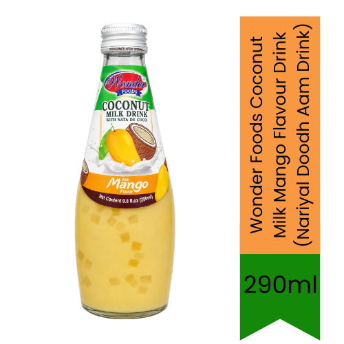 Wonder Foods Coconut Milk Mango Flavour Drink (Nariyal Doodh Aam Drink) | 290ml - Refreshing Tropical Fruit Beverage for Chilled Refreshment | Delivers Rich Creamy Taste & Quick Energy | South Africa | India Bazaar