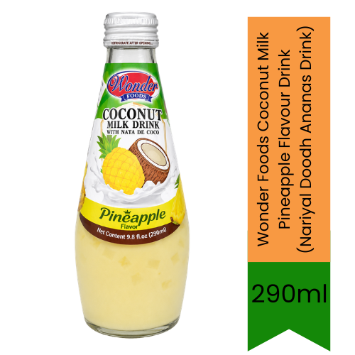 Wonder Foods Coconut Milk Pineapple Flavour Drink (Nariyal Doodh Ananas Drink) | 290ml - Refreshing Tropical Fruit Beverage for Chilled Refreshment | Delivers Tangy Sweet Flavor & Quick Energy | South Africa | India Bazaar
