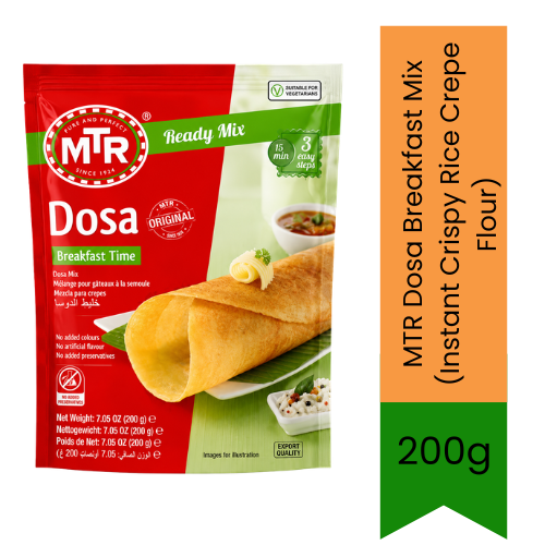 MTR Dosa Breakfast Mix (Instant Crispy Rice Crepe Flour) | 200g - Golden Thin Fermented Crepe Premix, Perfect with Sambar & Coconut Chutney | South Africa | India Bazaar