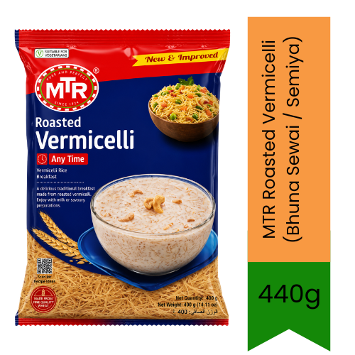 MTR Roasted Vermicelli (Bhuna Sewai / Semiya) | 440g - Non-Sticky Wheat Sewai for Sweet Payasam, Kheer & Savory Upma Blends | Delivers Quick Cooking & Rich Nutty Flavor | South Africa | India Bazaar