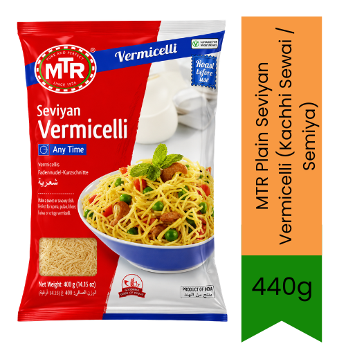 MTR Plain Seviyan Vermicelli (Kachhi Sewai / Semiya) | 440g - Fine Wheat Noodles for Sweet Kheer, Payasam & Savory Upma | Delivers Authentic Texture & Fast Cooking | South Africa | India Bazaar