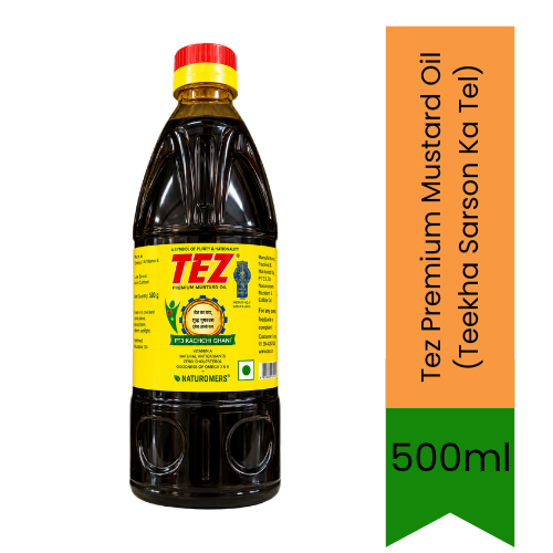 Tez Premium Mustard Oil (Teekha Sarson Ka Tel) - Sharp Pungent Cold-Pressed Cooking Oil, Perfect for Authentic North Indian Curries & Bhartas | South Africa | India Bazaar