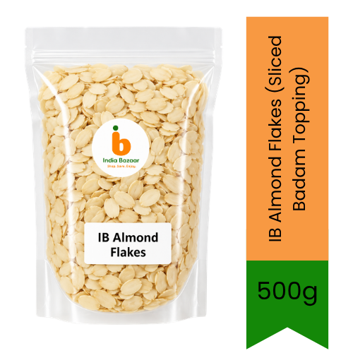 IB Almond Flakes (Sliced Badam Topping) | 500g - Crisp Slipped Premium Nut Shards for Elegant Garnishing on Kheer Desserts, Cakes & Morning Oats | South Africa | India Bazaar