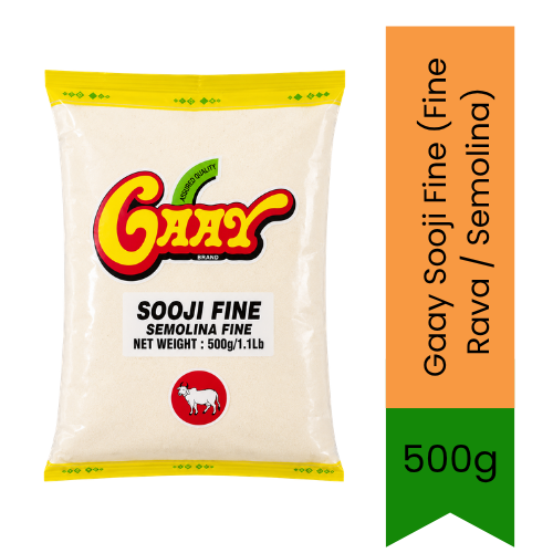 Gaay Sooji Fine (Fine Rava / Semolina) | 500g - Premium Coarsely Ground Wheat Flour for Halwa, Upma, Idli & Baking | Delivers Smooth Texture & Wholesome Taste | South Africa | India Bazaar