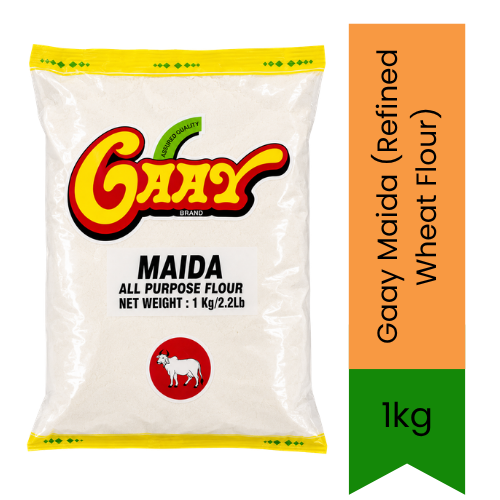 Gaay Maida (Refined Wheat Flour) | 1kg - Premium All-Purpose Flour for Naan, Puris, Pastries, Sweets & Baking | Delivers Smooth Texture & Excellent Elasticity | South Africa | India Bazaar
