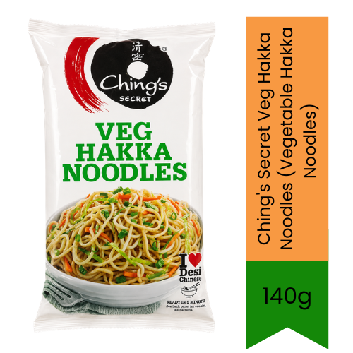 Ching's Secret Veg Hakka Noodles (Vegetable Hakka Noodles) | 140g - Authentic Chinese Style Stir-Fry Noodles for Indo-Chinese Dishes | Delivers Non-Sticky & Perfectly Chewy Texture | South Africa | India Bazaar
