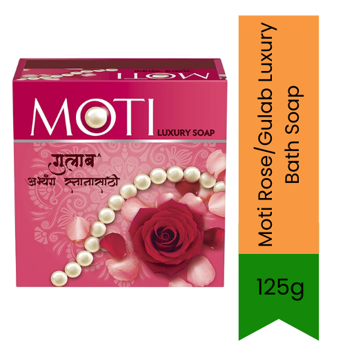 Moti Rose Luxury Bath Soap (Gulab Petal Essential Oil Bar) | 150g - Floral Fragrance Pampering Soap for Silky Velvety Skin Moisture & Refreshing Winter Baths | South Africa | India Bazaar