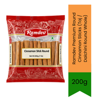 Ramdev Premium Round Cinnamon Sticks (Taj / Dalchini Round Whole) - Aromatic Roll Bark Spice Perfect for Biryani, Pulao, Curries & Garam Masala Blend | Infuses Warm Sweet-Woody Flavour & Distinct Aroma | South Africa | India Bazaar