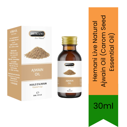 Hemani Live Natural Ajwain Oil (Carom Seed Essential Oil) | 30ml - For External Use Only