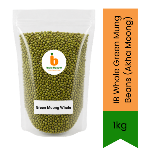 IB Whole Green Mung Beans (Akha Moong) | 1kg - Unpolished High-Protein Dry Legumes, Perfect for Healthy Sprouts, Vegan Salads & Comfort Curries | South Africa | India Bazaar