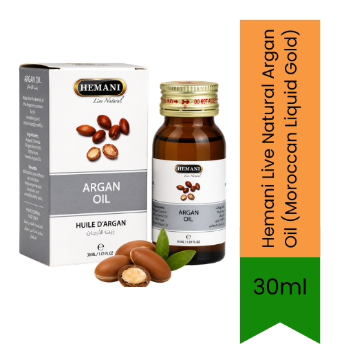 Hemani Live Natural Argan Oil (Moroccan Liquid Gold) | 30ml - Hair & Skin Care (For External Use Only)