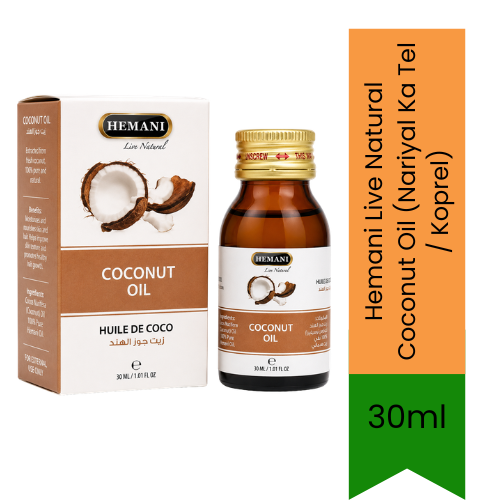 Hemani Live Natural Coconut Oil (Nariyal Ka Tel / Koprel) | 30ml - Hair & Skin Care (For External Use Only)
