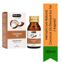 Hemani Live Natural Coconut Oil (Nariyal Ka Tel / Koprel) | 30ml - Hair & Skin Care (For External Use Only)