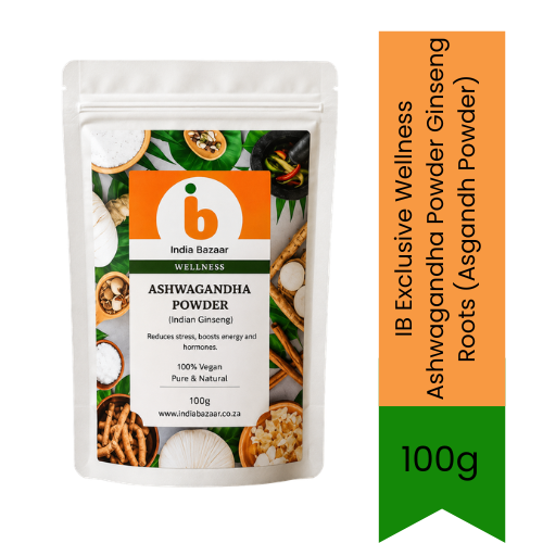 IB Wellness Ashwagandha Powder Ginseng Roots (Ashwagandh Powder) | 100g - Ayurvedic Stress Relief Adaptogen for Immunity Boosting, Energy & Better Night Sleep | South Africa | India Bazaar