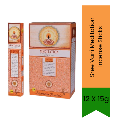 Sree Vani Meditation Incense Sticks 15g (Pack of 12) | Calm, Focus & Relaxation Fragrance for Home & Quiet Time | South Africa | India Bazaar