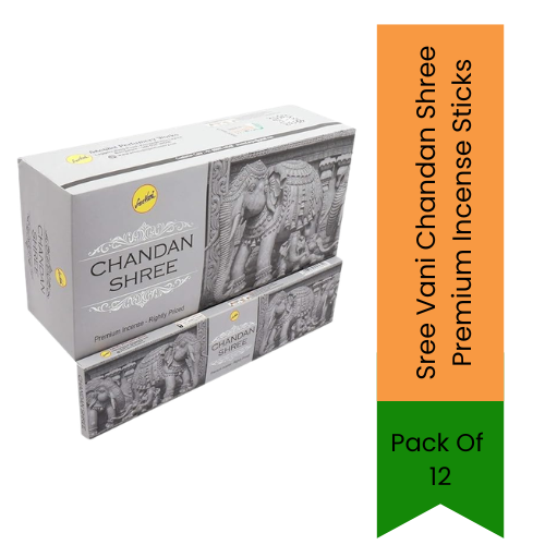 Sree Vani Sandalwood Premium Incense Sticks / Chandan Shree Pack of 12 | Warm Woody, Smooth & Creamy Fragrance | Long-Lasting Home Aroma | South Africa | India Bazaar