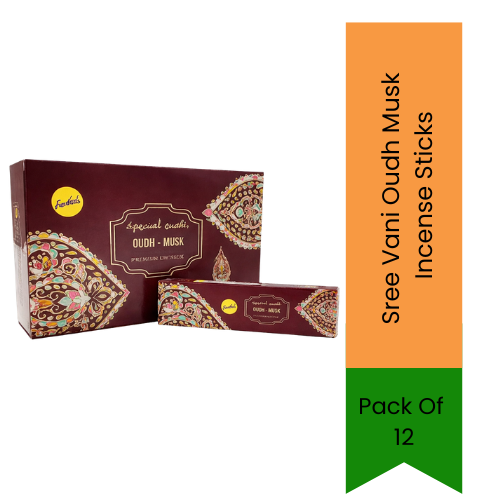 Sree Vani Oudh & Musk Incense Sticks Pack of 12 | Deep Oudh, Warm Musky & Smooth Woody Fragrance | Long-Lasting Home Aroma | South Africa | India Bazaar