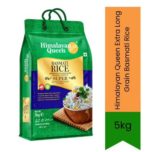 Himalayan Queen Extra Long Grain Basmati Rice 5kg | Aromatic Premium Rice | Long Fluffy Non-Sticky Grains | Perfect for Spanish Paella & Middle Eastern Kabsa | South Africa | India Bazaar