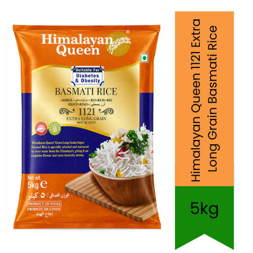 Himalayan Queen 1121 Extra Long Grain Basmati Rice | 5kg - Suitable for Diabetes and Obesity