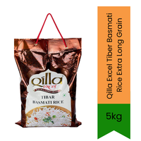 Qilla Excel Tibar Basmati Rice Extra Long Grain 5kg | Premium Aged Rice | Long Fluffy Non-Sticky Grains | Ideal for Biryani & Rice Dishes | South Africa | India Bazaar