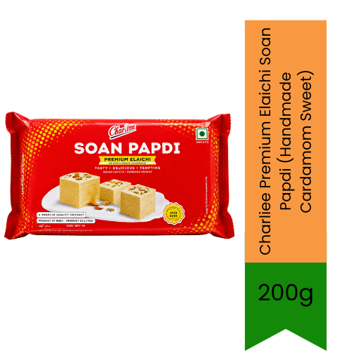 Charliee Premium Elaichi Soan Papdi (Handmade Cardamom Sweet) | 200g - Flaky Melt-in-Mouth Cotton Sugar Candy | Traditional Mithai for Indian Festivals & Gifting | South Africa | India Bazaar