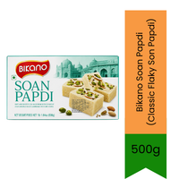 Bikano Soan Papdi (Classic Flaky Son Papdi) | 500g Value Pack - Layered Melt-in-Mouth Sugar Candy | Premium Golden Festive Indian Mithai Box | South Africa | India Bazaar