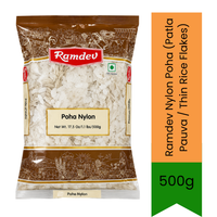 Ramdev Nylon Poha (Patla Pauva / Thin Rice Flakes) | 500g - Ultra-Light Flattened Rice | Perfect for Making Crunchy Roasted Sukha Chivda Snack Mix | South Africa | India Bazaar