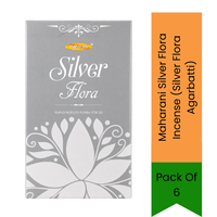 Maharani Silver Flora Incense (Silver Flora Agarbatti) | Pack of 6 - Premium Fragrant Sticks for Prayer, Meditation & Home Aromatherapy | Clears Negative Energy & Creates a Calming, Long-Lasting Spiritual Ambiance | South Africa | India Bazaar