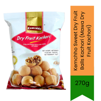 Kemchho Sweet Dry Fruit Balls Kachori (Mawa Dry Fruit Kachori) | 270g - Deep-Fried Crispy Pastry Shell Filled with Rich Nuts & Spices | Traditional Festive Gujarati Sweet Farsan, Perfect for Celebrations & Snacking | South Africa | India Bazaar