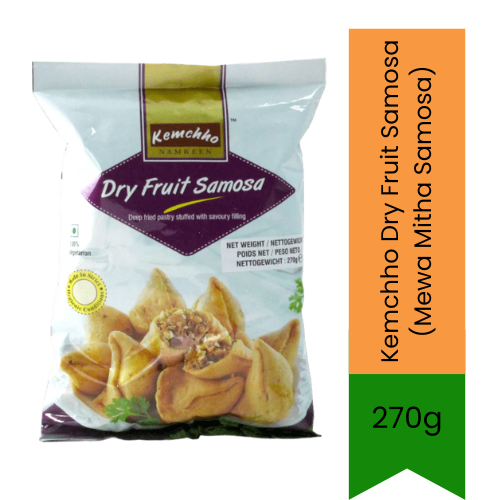 Kemchho Dry Fruit Samosa (Mewa Mitha Samosa) | 270g - Deep-Fried Crispy Triangular Pastry Stuffed with Premium Spiced Nuts | Rich Traditional Gujarati Teatime Savoury Sweet Snack for Festivals & Gatherings | South Africa | India Bazaar