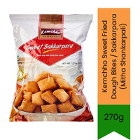 Kemchho Sweet Fried Dough Bites / Sakkarpara (Mitha Shankarpali) | 270g - Crispy Diamond-Cut Fried Flour Snacks | Traditional Sweet & Crunchy Gujarati Farsan, Perfect Ready-to-Eat Festive Teatime Nibbles | South Africa | India Bazaar